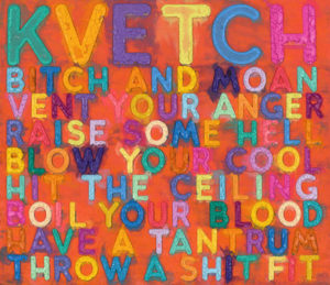"Kvetch" monoprint in oil with collage, engraving and embossment on handmade paper by artist Mel Bochner