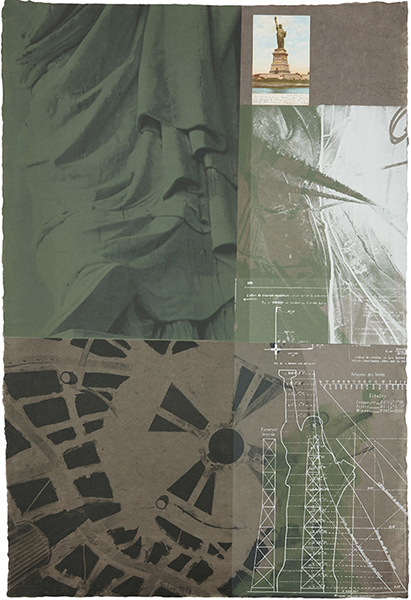 "Statue of Liberty" screenprint and collage by artist Robert Rauschenberg